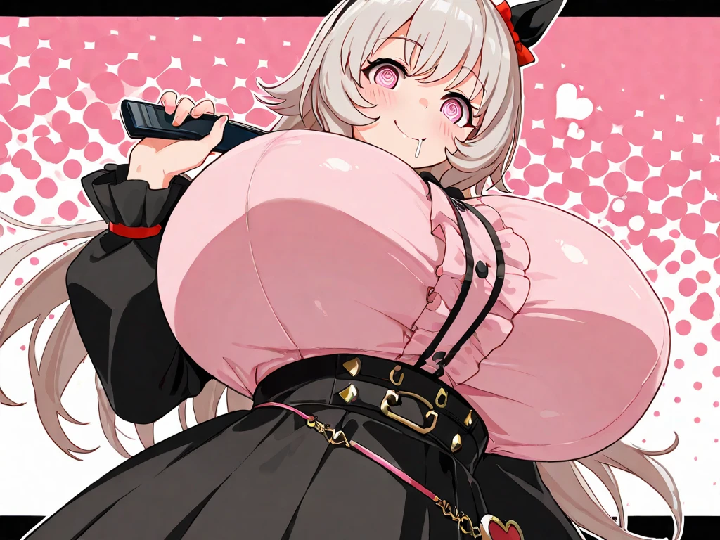 1girl,heart-shaped pupils, sex, impregnation, white hair,purple eyes,(blush:1.4),choker,trembling,sweat,sweatdrop, cum in mouth, large thighs,(speed lines:1.1),large breasts, ((heavy breathing:1.5)), love,cum on breasts,, heart, happy, smile