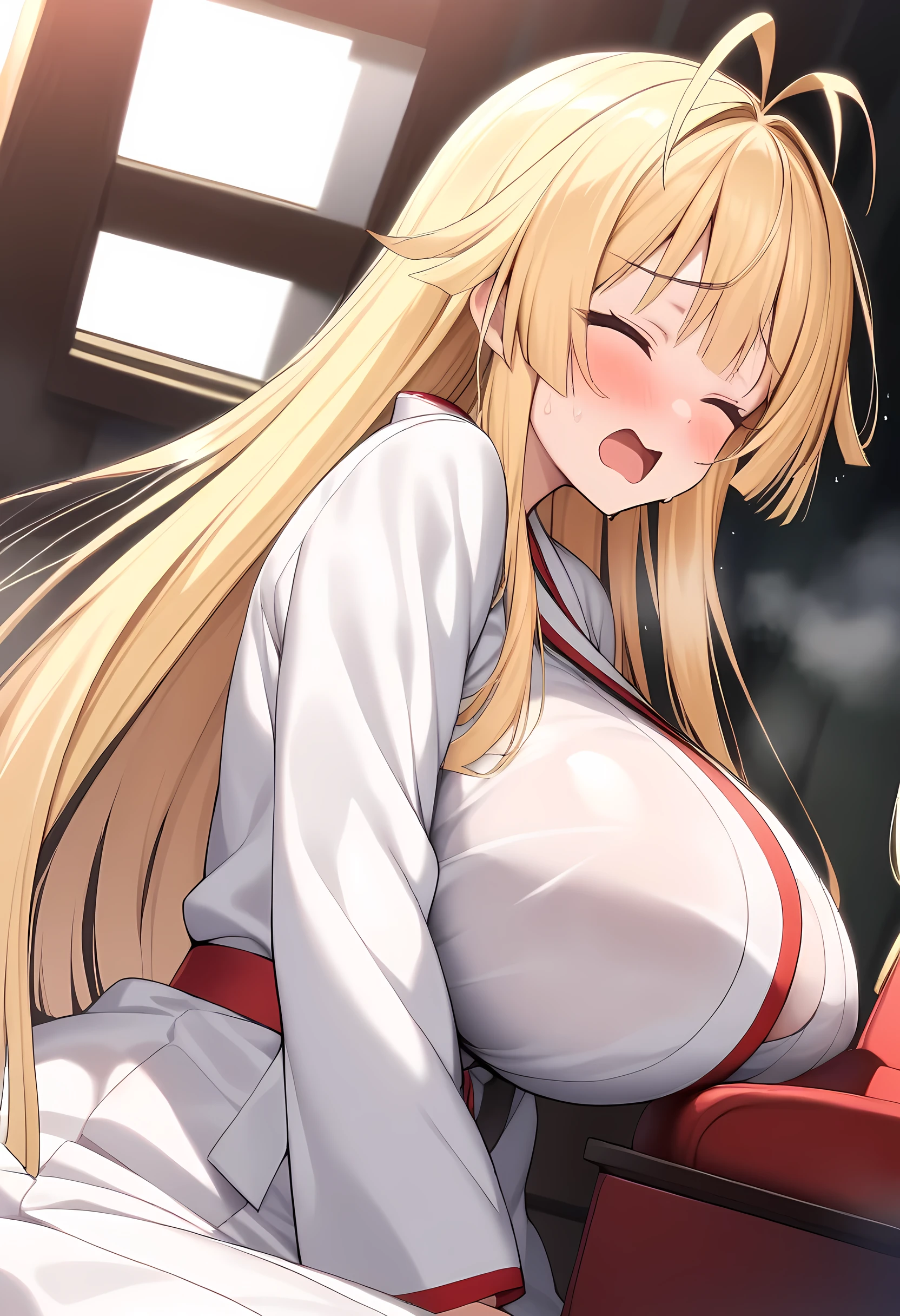 score_9, score_8_up, score_7_up, score_6_up, uncensored, asuna yuuki from sword art online, orange hair, fold, braid, long hair, BREAK (masterpiece:1.2), best quality, high resolution, perfect lighting, (perfect hands, perfect anatomy), 1girl, breasts, nipples, 1boy, hetero, sex, panties around one leg, censored, panties, syringe, underwear, japanese clothes, large breasts, cum, penis, cum in pussy, kimono, grabbing another's breast, pubic hair, vaginal, blush, grabbing, open mouth, closed eyes, white panties, ahoge, yukata, female pubic hair, collarbone, spread legs, sweat, tatami, can, missionary, futon, pov, arm support, solo focus, motion lines, kimono pull, used tissue, sash, indoors, pussy, tissue box, cum overflow, veiny breasts, whip mark, bite mark, 
