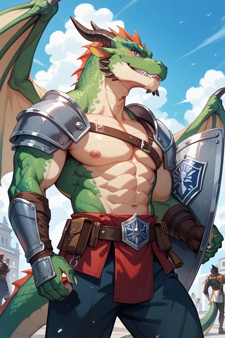 Huge muscles,Huge erect penis,Claude,Intense ,armor,Red Bandana,Green Globe,Hero Suit,Excited expression