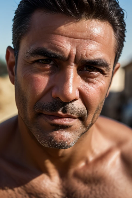 Um retrato fotografia de corpo inteiro Um motorista de caminhoneiro pesado de meia idade trativo, Forte, musculoso, cabeludo fisiculturista de barriga grande, showing very hairy groin area, (standard boxers:1.5), epic realistic, foto, desbotado, cores neutras, ((((hdr)))), cores mudas, cena intrincada, artstation, detalhes intrincados, vinheta