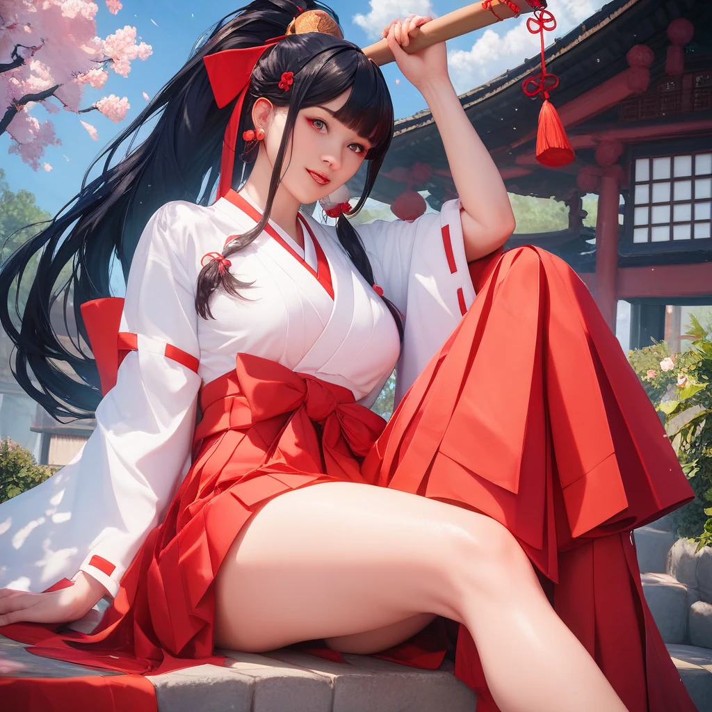 During the day in autumn,The sky is blue,Sunlight shines on the earth through the red maple leaves。The warm sun shines on a beautiful autumn foliage forest,It gave the whole scene a bright glow。On this beautiful autumn day,There is a sexy woman,She wore black stockings,Graceful figure,Stand among the red leaves。Red maple leaves gently drifted around her with the breeze,It adds a touch of mysterious charm to her。
She has long black hair,Qi bangs and double braids make her look more playful and cute。Black stockings set off her slender, straight legs,Show her sexy charm。She wore a lilac sweater and jeans,Comes with a red headband,Shows her youthful energy and fashion taste。
Her thick eyebrows and big eyes revealed a hint of shyness,slight blush on cheeks。She smiled and looked at the audience,Her smile is gentle and sweet,Exudes sexy charm。She places her hands naturally at her sides,Show her confidence and beauty。Black stockings outline her slender straight legs,Make her more sexy and charming。
Her smile revealed a glow of happiness,Like a bright star。Flawless teeth shine in a smile,Exudes a white glow。On this beautiful autumn day,She became the brightest presence in the entire scene。The sexy charm and confidence she exudes make people fall for it,It is as if I have seen the infinite beauty of autumn。