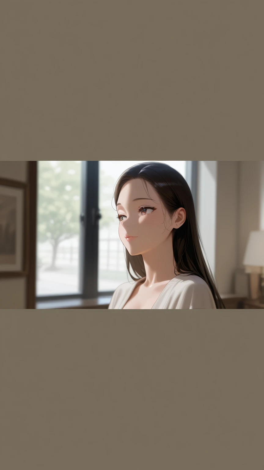 Captivating 16:9 visual moment that symbolizes the power of self-reflection, a person looking themselves in a mirror to evoke emotions and thoughts and realization, the central element of the visual should be a clear and well-positioned mirror, setting -- a peaceful and well lit room, lightening--soft and diffused, 3d, cartoon, Disney style, 4k,