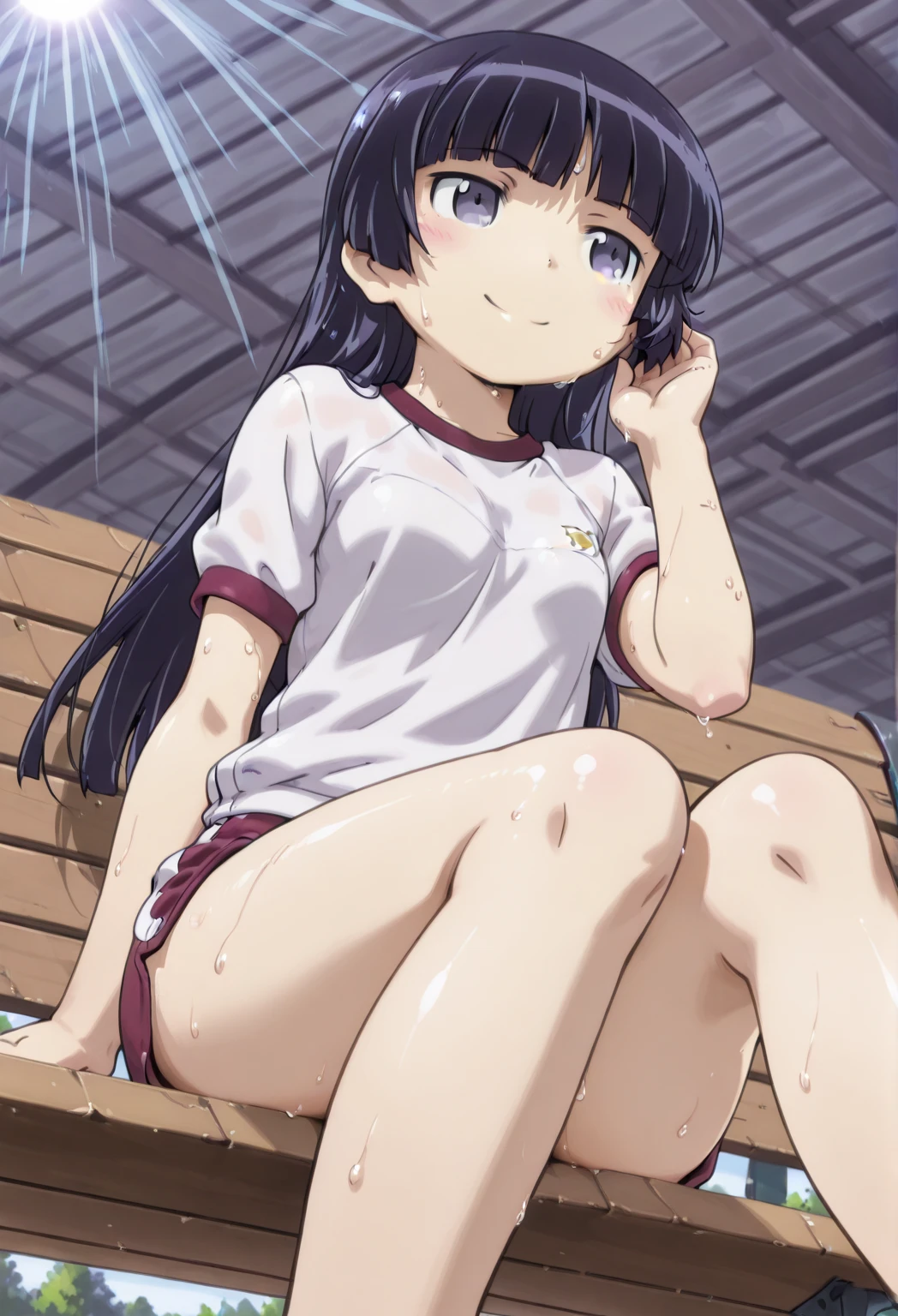 ((masutepiece,Best Quality)),girl with, Solo、1 persons、kawaii,((14-year-old junior high school girl:1.5)),flat chest,Beautiful detailed black eyes, School uniform, Black hair,bluntbangs,straight haired、long,disgusted eye, lightsmile, groin, Classroom,Sleeping, (Sweating:1.3), Lying down,(Clear liquid is dripping from her crotch:1.2), Coercion of sexual sensations, bashful, Heavy breathing, (Steam breath:1.2), spread Vaginal,Trembling girl,(:1.3),Tears at the corners of the eyes,,,(vaginal,SEX:1.5),Woman on top,(Ejaculation into the vagina:1.3)