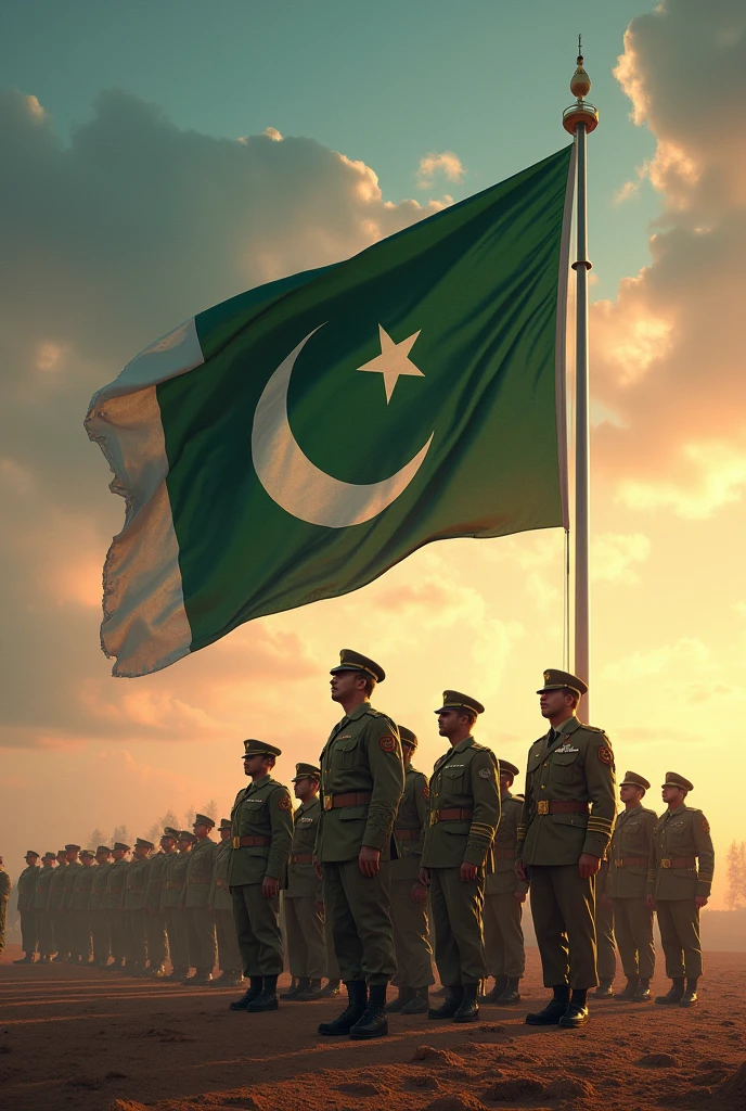 20 pakistani soldiers with pakistan flag