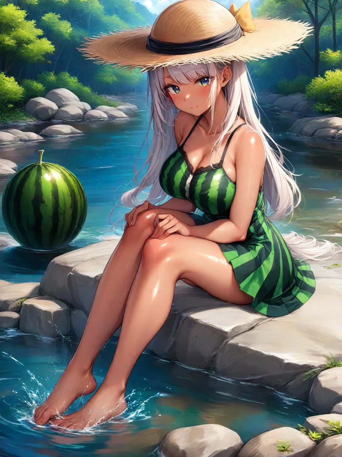 sexy, , girl, silver high ponytail, lying down, legs exposed, exposed breasts, bigger chest, lower legs under thighs, no feet exposed, five fingers, blushing, high resolution, big eyes, small mouth, melon seed face, two-dimensional anime, two legs, two arms, white face, no hat, no muscles, high definition, red pupils, soaked, thin legs and long legs