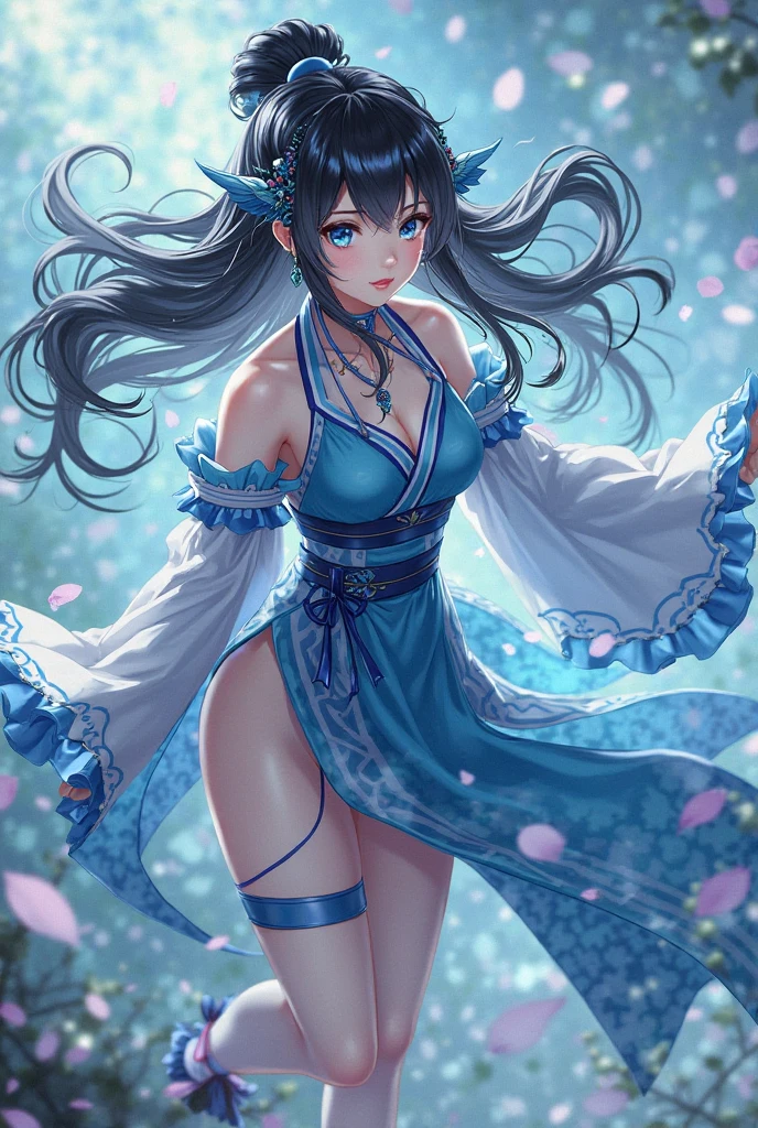 (Official art、Best Quality、Unity 8k Wallpapers、32K、​masterpiece、ultra-detailliert、超A high resolution、realisitic、Photorealsitic:1.2)、(Cinematic lighting:1.2)、(Full body)、Realistic pupils、Sharp pupils、Blue and white figure skating costume、While skating、frilld、foco nítido、(Self-filling appearance:1.2)、I opened my mouth a little、A slight smil、There were a lot of people in the audience、It has an enthusiastic audience、(braided ponytails、silber hair、Blue eyes)、(Play Figure Skating、Stretch your arms and glide:1.2)、thighs thighs thighs thighs、(Sweating:1.2)、