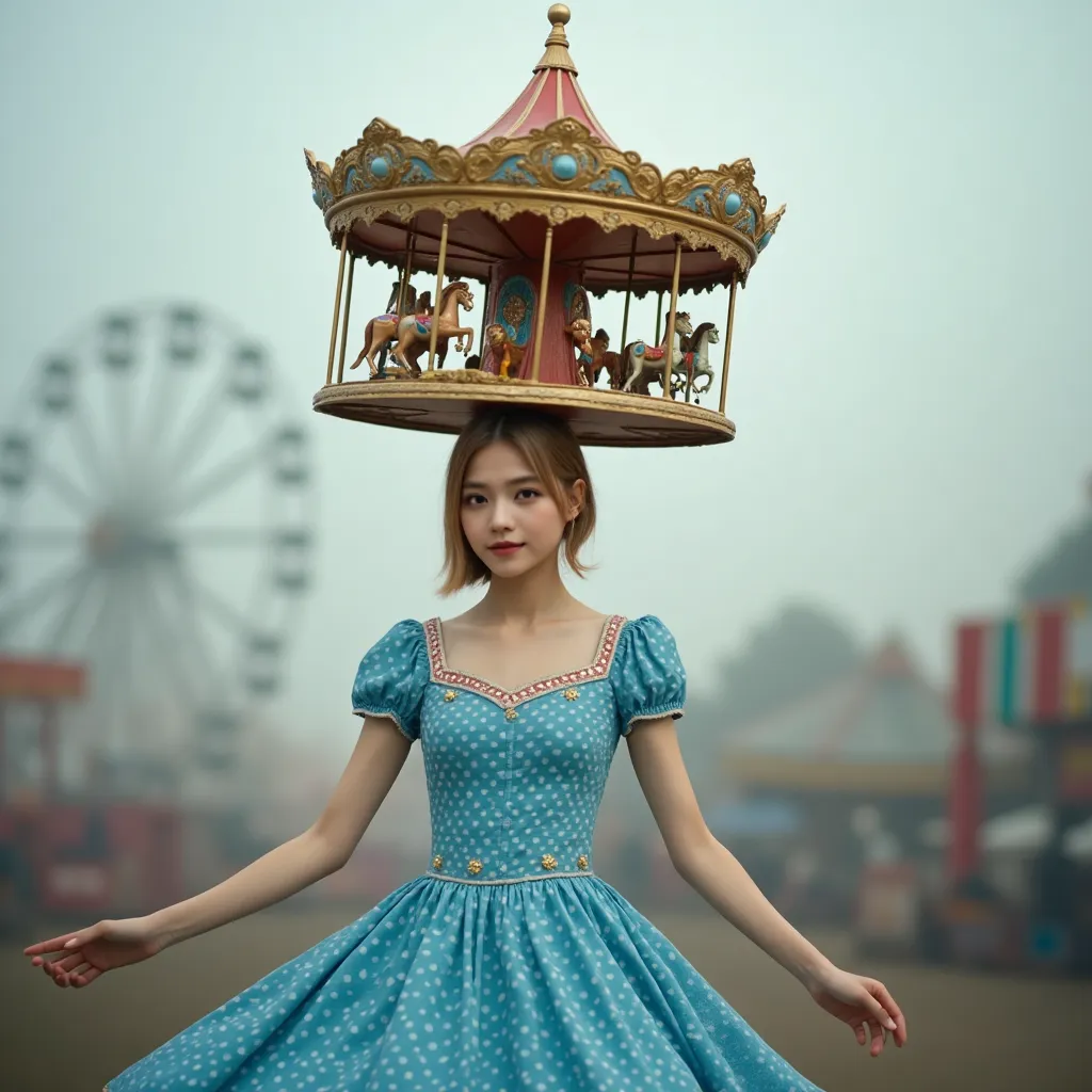 A menina no parque de diversões