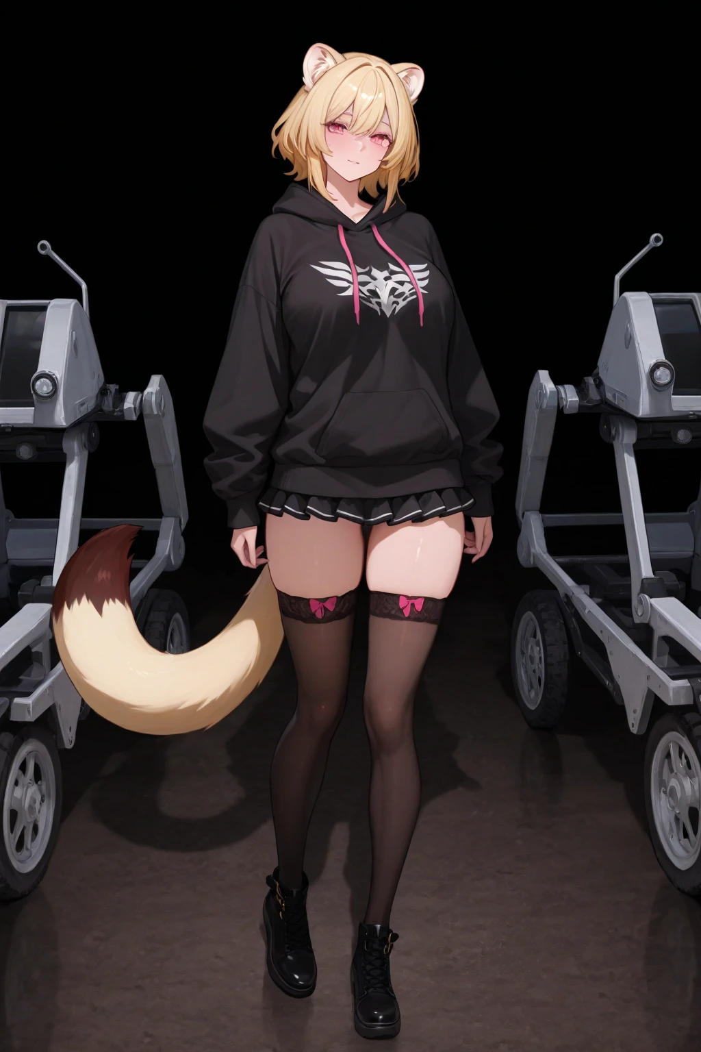 ((fox girl)), ((full body)), ((Standing pose)), (((baggy and long cotton leg warmers))), ((strapless bikini bra)), (((thong))), ((open jacket)), ((UFC gloves)), ((fully detailed))