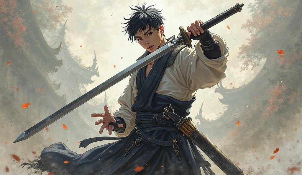 handsome samurai, sword, cloud, 8k, hd, unreal engine