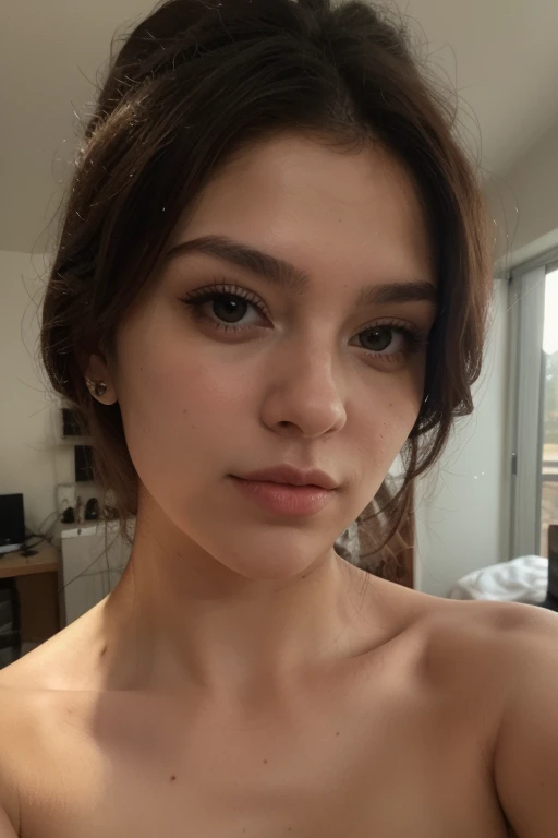 a charming selfie of a radiant young woman, captured with iPhone camera to highlight your natural beauty and spontaneity. Make sure the composition conveys authenticity and a touch of elegance, reflecting the youthfulness and charm of the protagonist , 32 mil , best qualityer , ultra realisitic 