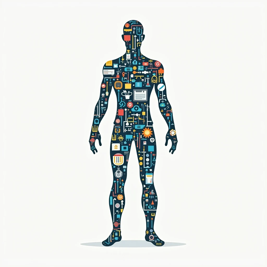 Manipulated image human icon for block diagram
