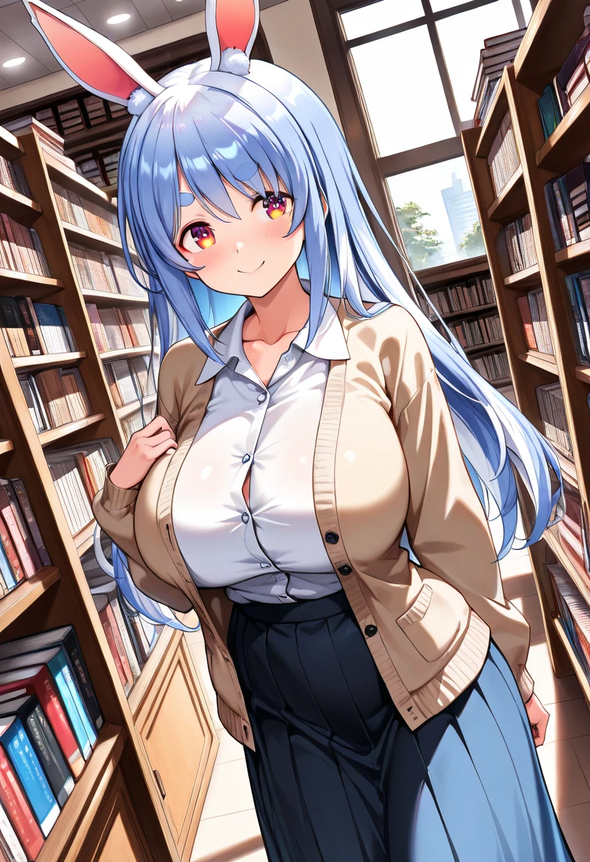 tsukishiroyoko, Green hair, long hair, Blue eyes.,, large breasts, solo ,16years old, , nsfw. Enchanted Libraries, naked