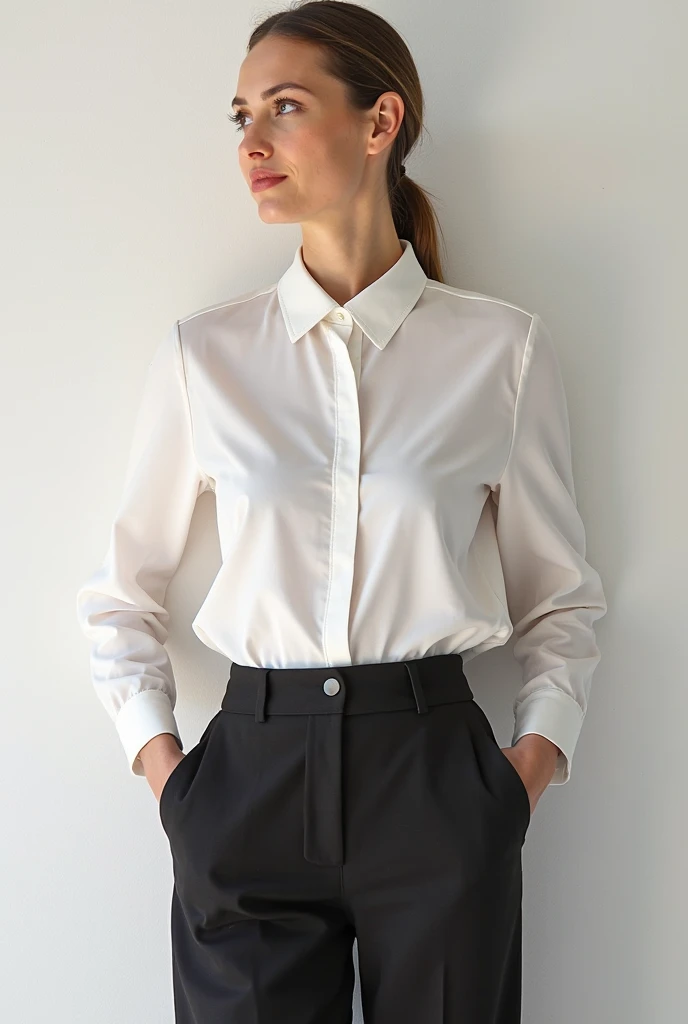 White silk material shirt 34 centimetres and plazoo breadth 12 centimetres 