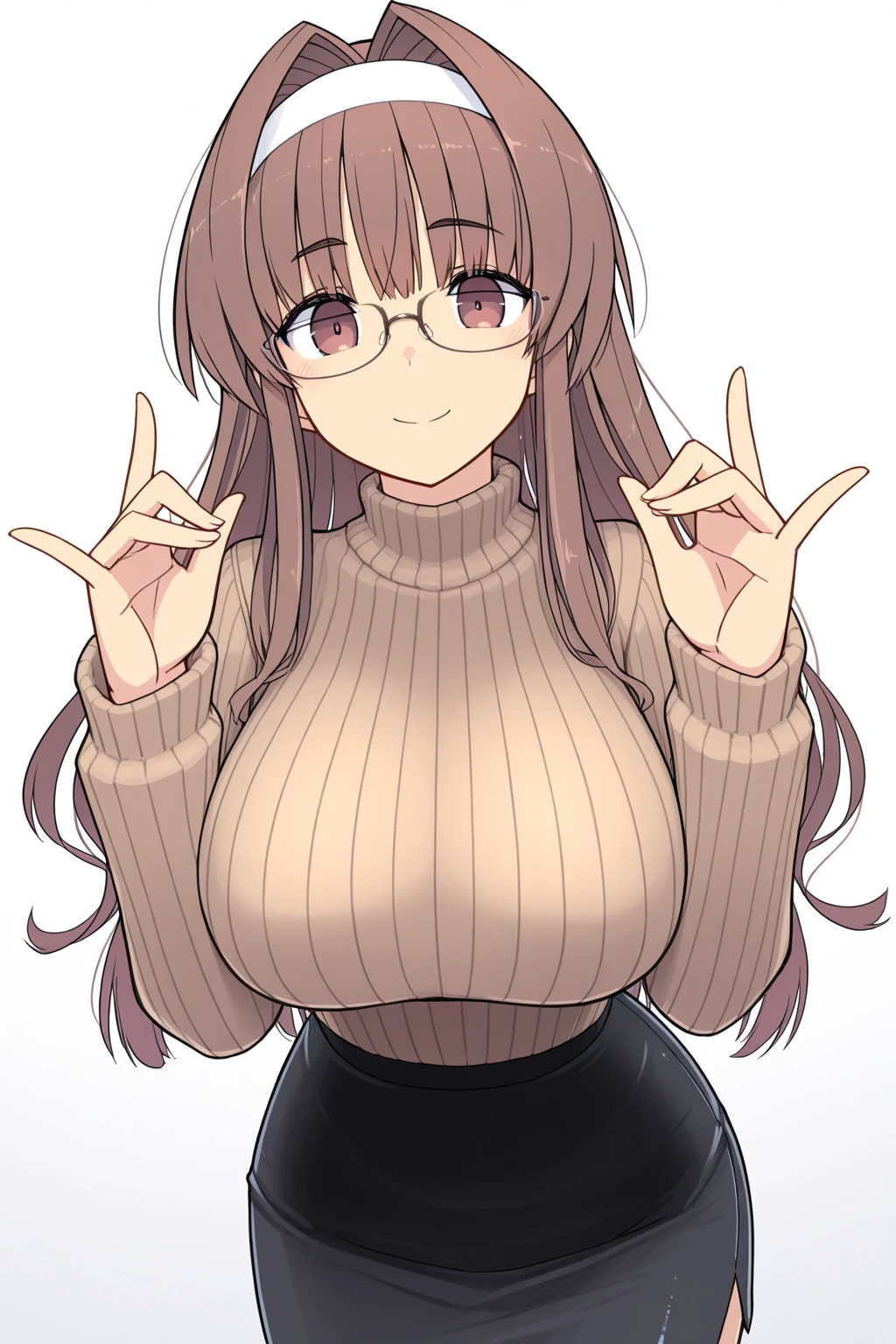 Masterpiece, very detailed, ultra detailed, one, (1 woman), woman in a sweatshirt and jeans, green eyes, spiral eyes, with blushes on her face, with a big toothy crazy and obsessed smile, long brown straight hair and bangs on the sides, with huge breasts, around her an aura of love and bright hearts, against the background of the church
