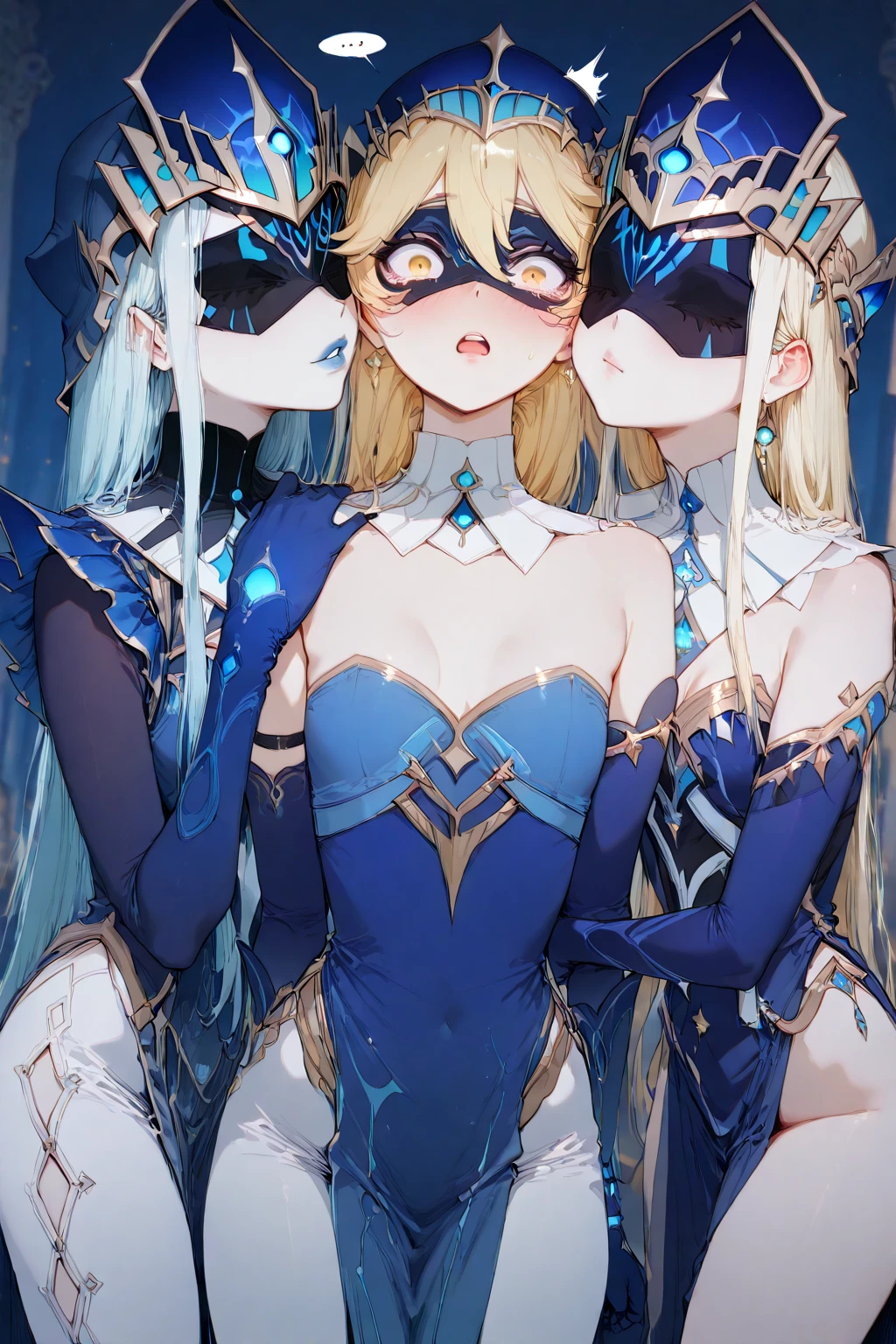 Zelda, otn gag, bound arms, armor, cleavage, cell, night