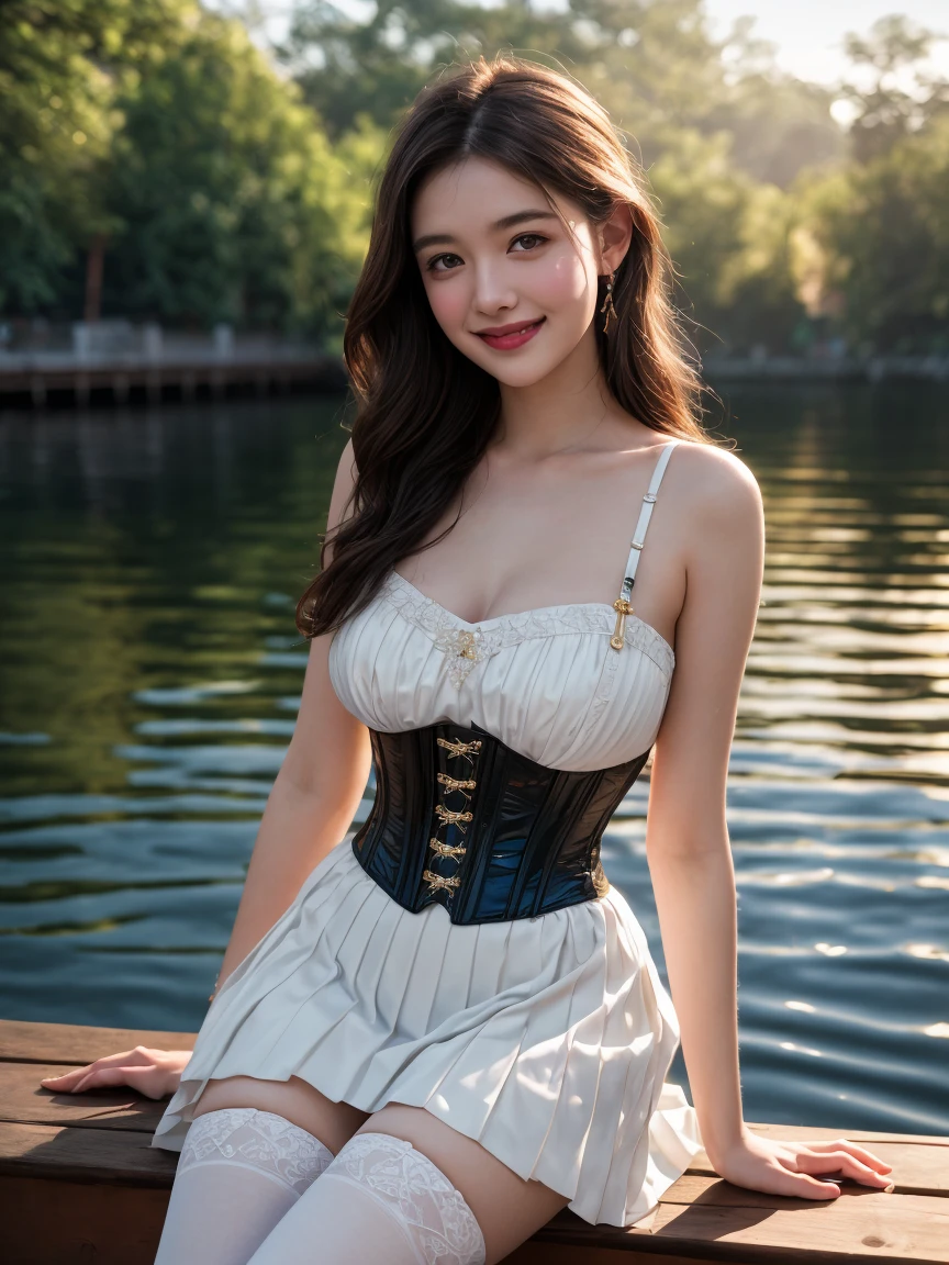 ((masterpiece: 1.3),8K, Realistic, RAW Photos, Highest quality: 1.4), (One Girl), beautiful顔, (Realistic Face), (Brown long hair: 1.3), bangs, Anatomically correct fingers、Anatomically correct hand、(Champs-Élysées)、((((Traditional French costume, French costume)))、Perfect dynamic composition,(High quality with attention to detail, Realistic depiction of eyes:1.3)、whole body、The whole is facing forward、21talent、beauty、Well-formed face、Bangedium Build、Balanced ratio、beautiful足、Fresh face、beautiful景色、beautifulヘアスタイル, (bangs), (smile), smile, Realistic eyes, Gloss, highlight, highlight in the Eyes, eyelash, 目の中のbeautifulディテール, (Realistic Skin), Shooting from the air、beautiful肌, Transparency、(beautiful)、 bust, smile, teeth, Confused, charm, 超High resolution, Ultra-realistic, High resolution, Golden Ratio, Clear eyes, Wet, Mole, Looking into the camera, ear, Shine, Long neck, double eyelid, Big eyes, cheek, kind character, charm personality, kind, Move, 圧倒的なcharm, bright personality
