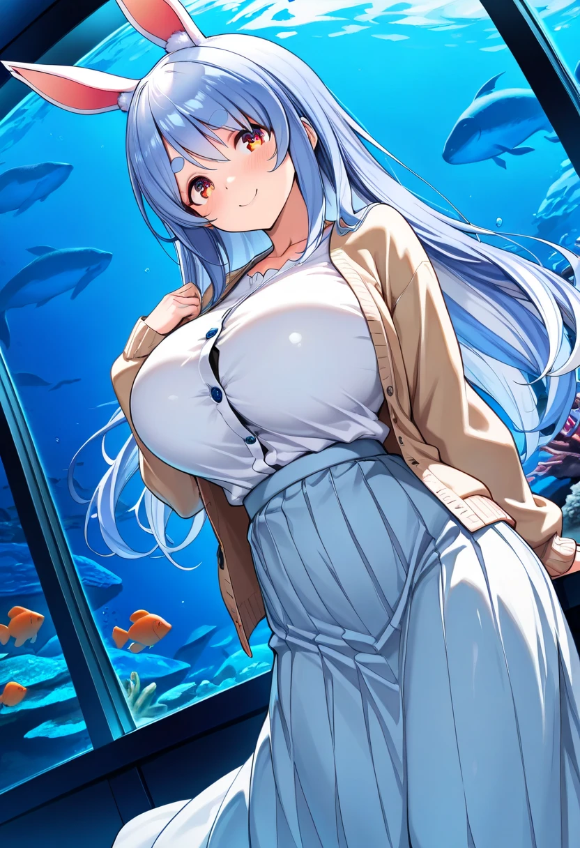 1girl, nsfw, kagurazakasaya, purple hair, blunt bangs, very long hair, red eyes , large breasts, , , empty eyes , large breasts, nipple, , Peeing, lactation, projectile lactation, Aquarium, frozen, wet, crying ,, Naked, , (1girl) ,solo