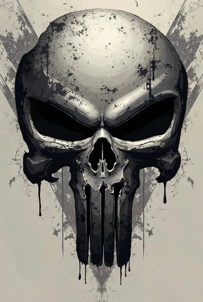 Skull with black and gray tones in emblem shape 
 