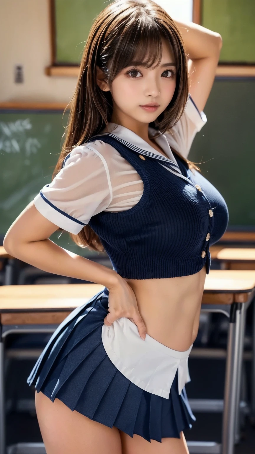 (((Micro bikini that accentuates sexy breasts:1.75)))、(((Sexy knee-highs:1.35)))、((((Emphasizes the sexy crotch:1.35)))、((((Spread your legs wide、Touching the thigh、Showing off your crotch、はみ出たthin陰毛、large pointy breasts))))、((Boyfriend and girlfriend having sex in missionary position:1.5))、((Sexual pose:1.5))、((Spread legs POV:1.5))、、Browsing Caution、（Humans are biologically correct、references） 、 lose extra limbsslim limbsextra numbersmutated hands and finger fusionfingersslim bad handslong necklong body anatomybad deformationbad deformation no extra breasts、Not Futanari、((Beautiful Japanese Women:1.3)) ((School uniforms:1.4)) ((Panty shot:1.5)) ((high school)),((Dark blue skirt:1.3)) ((In the classroom:1.3)) ((thin_fabric:1.4)) ((Random sexy poses:1.3)) ((Sweaty:1.5))((Make your face bright red:1.4)) ((Big Breasts:1.4)) ((close:1.2)) Highest quality,masterpiece,Ultra-high resolution,(Realistic:1.4),RAW Photos,(Real skin texture:1.3),(Film Grain:1.3),Panoramic View,Portraits,Very wide shot,Tight waist,Cowboy Shot,(In the Dark, Deep Shadow, Low Tone, Cold Light,) night,(()),Tears flow,,Dust,Tyndall effect,(Performance),One girl,Beautiful and detailed eyes and face,White Jabot,Brown eyes,((Brown Hair:1.2)) ((Full Body Lesbian:1.3)) ((smile:1.3))