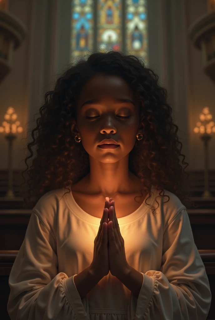Black girl with long braids wearing a red sweatsuit lighting a candle