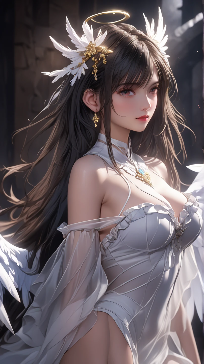 ((Ultra resolution 8K)),Un primer plano de una mujer con un vestido blanco en movimiento con cabello largo y morado, ((hermosos ojos )),((muy bien detallados)),ojos morados y vestido blanco, Diosa , Himno del Rey como Princesa, ((rostro europeo)),Chica hermosa ,((rostro griego), con pelo largo, Princesa de Amatista, Misato Katsuragi, Princesa bella, La diosa griega Atena