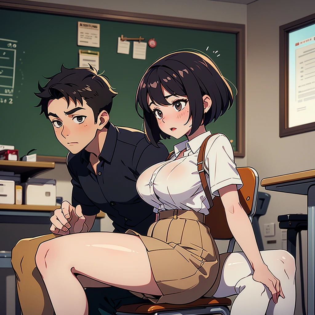 Teacher with big breasts ,He is riding a girl,bathroom,exam