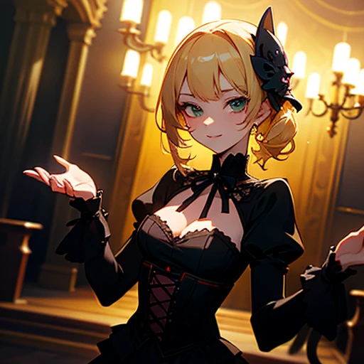 Taylor Swift (age 25) is playing a 'steampunk card shark', (victorian dress breasts over exposed., gadget eyepatch over one eye),
