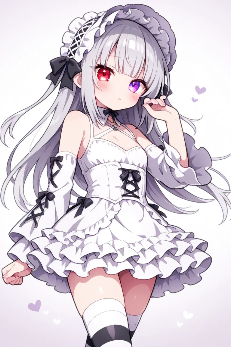 Purelos Face_v1:0.24, Highest quality, Realistic, 8K, High resolution, 1 Girl, 16-year-old girl, (Skin dents), (Portraiture), ((Simple Background:1.62)), Full Color, ((Big round breasts,Frills)), Look directly at the viewer:1.8, (1 Girl eyes looking at viewer:1.55), (Long-length hair, Silver Hair, Two Side Up,Straight bangs:1.45,Pink Eyes), (Bokeh),Watching the audience,Open Mouth Smile,Sparkling Eyes,Cute pose,Sparkling Eyes,Ultra HD,Front shot,whole body,Full Body,Ultra HD