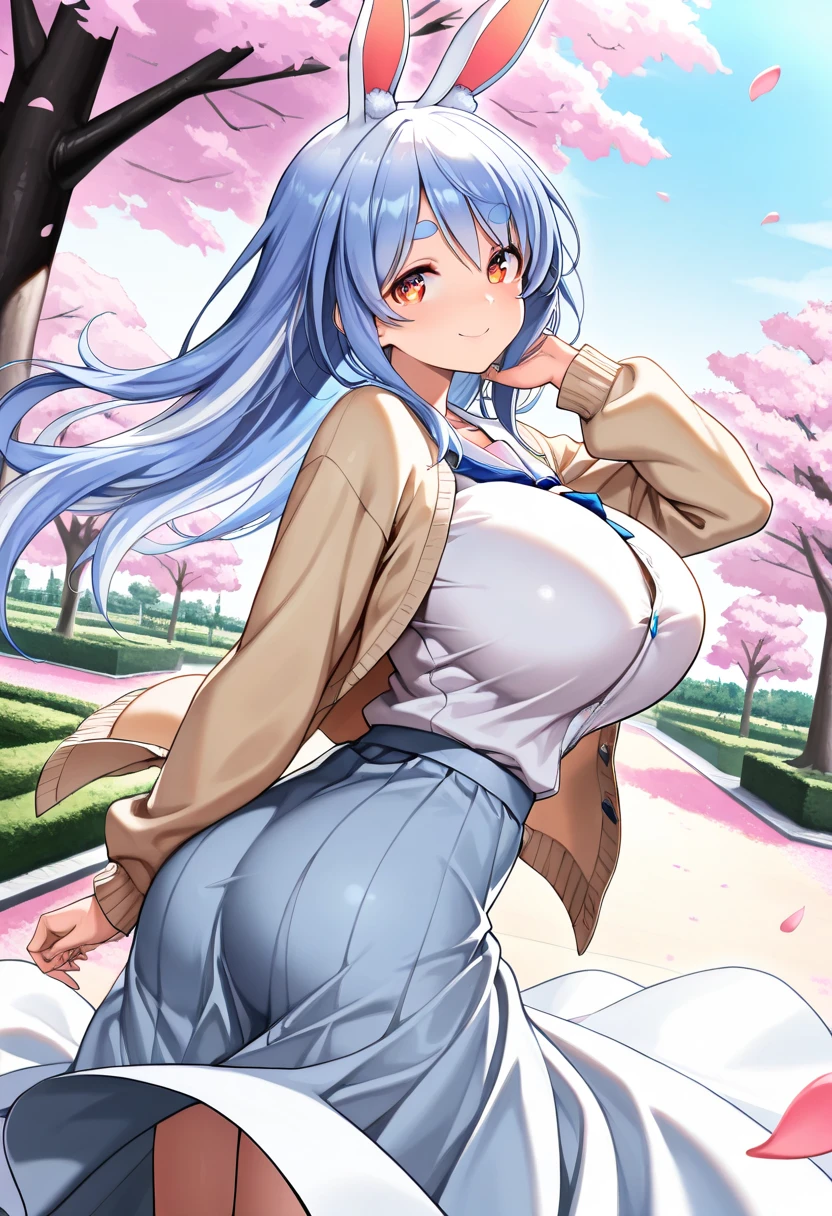 high qualiy, work of art, super verbose, 1 名Kizi, extremely detailed faces,fox ears, long messy blue hair,twin-tail,pink eyes,Taking care of students,Kizi ,White sports shortswhite short sleeves,Clothes soaked with sweat,Place your hands on your chest,Bright meadow,wilderness,beautiful ass, big breasts, slim, perfectbody