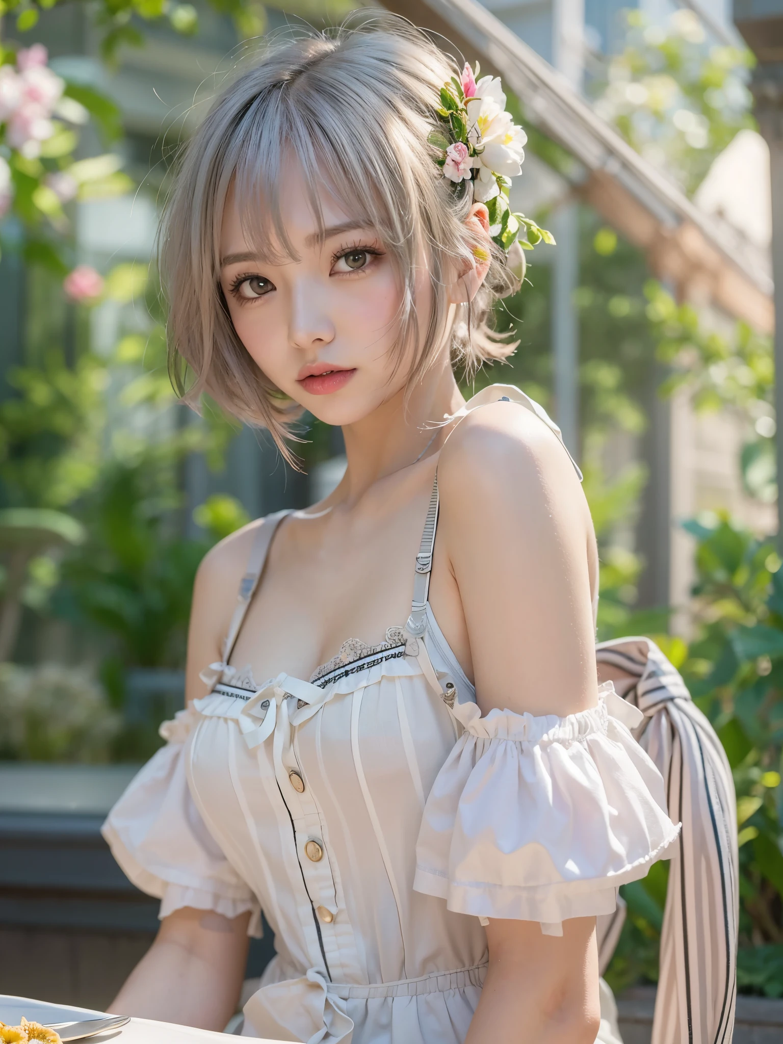 1 girl、Tokyo Street、Cityscape、Upper body、Close-up、Laughter、8K、Raw photo、Highest quality、masterpiece:1.2)、(Realisticな、Photorealistic:1.37)、Highly detailed eyelash drawing、(((Best image quality))),Great tit、Fine skin, (Beautiful Hair), (perfection Anatomy), (Realistic), (Dynamic Angle), Seductive pose,perfection,Sensual look、Highest quality、High resolution、Smile、JoJo&#39;s Bizarre Adventure-style costume and pose