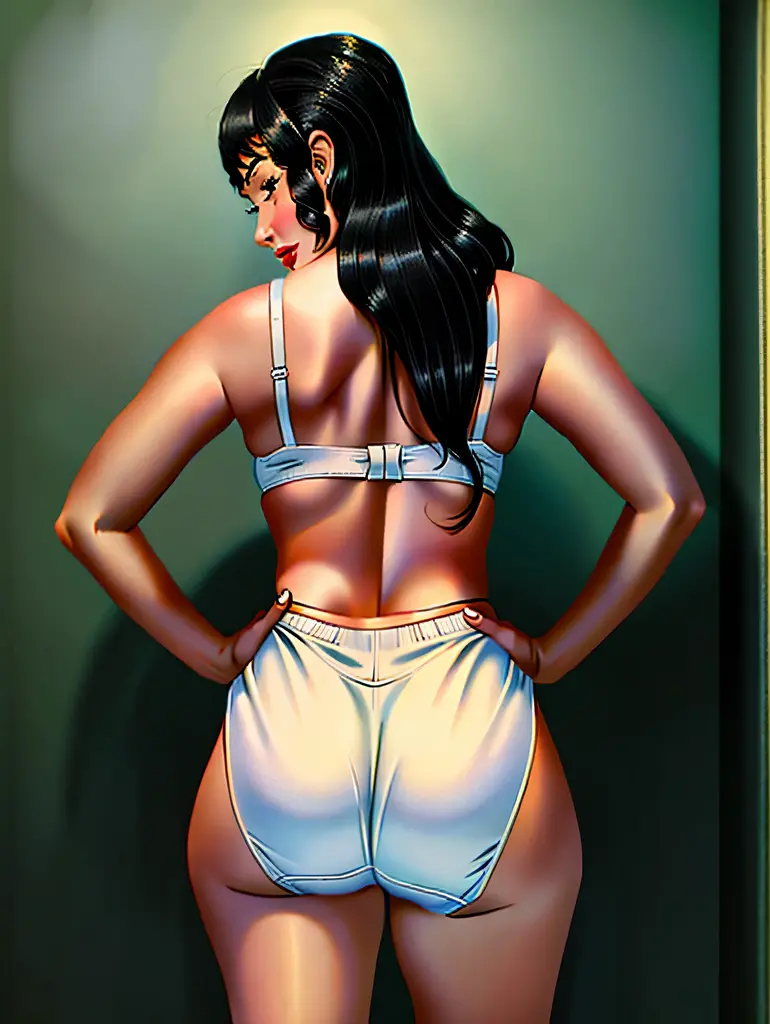 ((masterpiece, best quality)), ((39 year old)), (((Curvy))), ((Unohana from Bleach)), ((Japanese woman with long black braided hair)), ((white cotton panties)),white bra, smiling, Blue eyes, (((Western cartoon style)))
