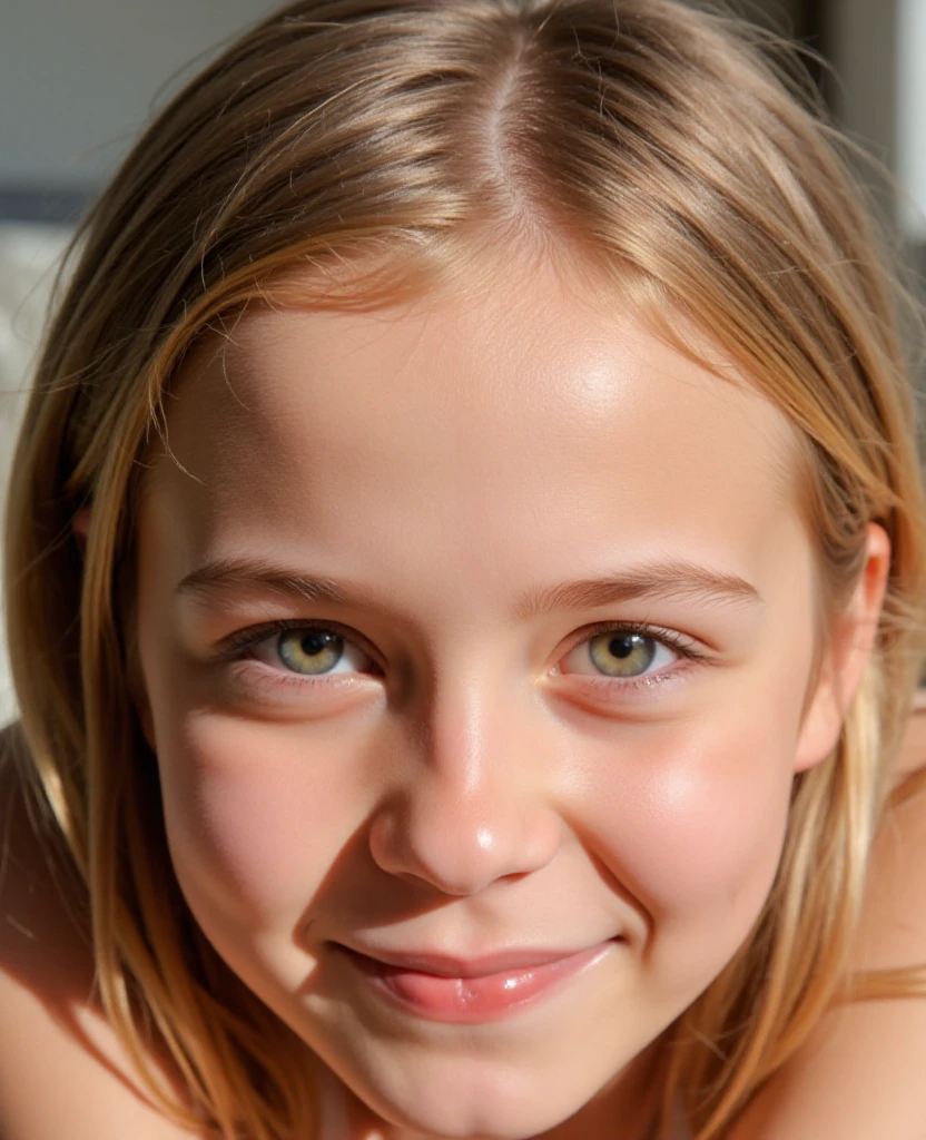 A 11-year-old blonde woman, ((pechos grandes)), ((hiperrealismo))