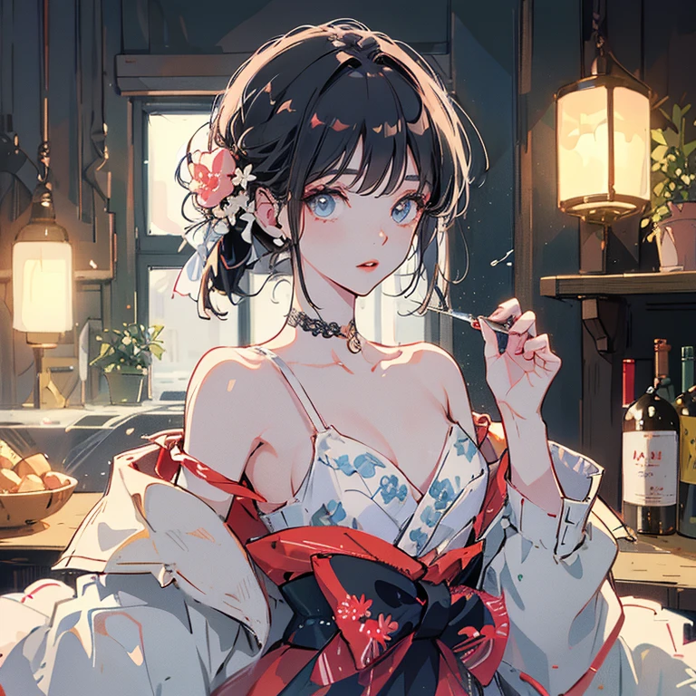 absurdres, RAW photo, extremely delicate and beautiful, masterpiece, Best Quality, ultra high resolution, 32k, hyperrealistic, ultra-detailed, in her 20s, delicate facial features, tearful mole, earring, medium breasts, full body shot, shorter middle hair, black hair, jiangshi,