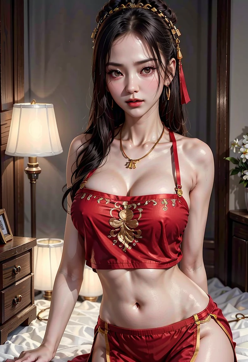 Une femme en sari posant pour une photo, Indian, traditional beauty, Indien, beautiful girl, red Ornate Cosplay, en tailleur, Super mannequin indien, Belle jeune fille, femme magnifique, Asie du Sud-Est avec Long, Indien provocateur, magnifique belle femme, Tenue complexe, Hindu aesthetics, belle fille asiatique, Extremely detailed shot of the girl, jaw dropping beauty, Big breasts deep neckline sexy navel