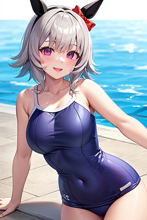 NSFW,Curren Chan (umamusume),UHD, masterpiece, textured skin, super detail, high details, high quality, award winning, best quality, highres, school swimsuit,penis,hetero,1boy,pov,ahegao,rolling eyes,cowboy shot,Excited、Missionary,(Vaginal:1.5),vaginal penis,Creampie,(oragsm:1.5),steam,sweat,pool,poolside