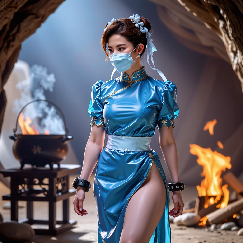 1 Beautiful Woman, Nilou (Genshin Impact), red hair, blue yeys, Desert Princess，Aladdin，Tanned skin（（（The eyes are very delicate）））（（（Hair accessories）））（（（veil：24））））（（（veil））），necklace，Wearing a blue conservative silk dress， ((Royal Palace))（（（masterpiece）））， （（best quality））， （（Intricate details））， （（Surreal））（8K）