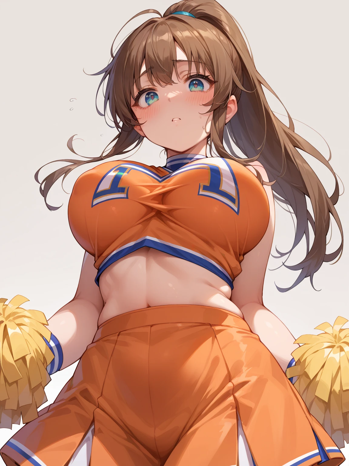 (((masterpiece))),(((High resolution))), (((perfect face))), (((Korean beauty))), (((Cheerleader))), big tits, plump, skirt, panty shoot, ((top quality eyes)), ((detailed texture)), ((high resolution face))