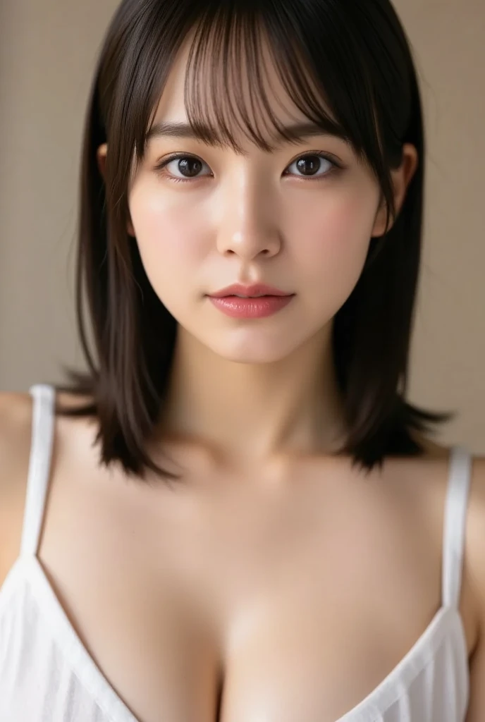 masutepiece, Best Quality, 8K, 10yaers old, Teen, Raw photo, absurderes, The cutest portrait in the world, Smile, Solo, (cleavage of the breast:1.3), Idol face, violaceaess, Delicate girl, The upper part of the body, Digital SLR, Looking at Viewer, Candid, Sophisticated,Thin arms, Professional Lighting, Film grain, chromatic abberation, (Eyes and faces with detailed:1.0) , (night dress:1.1) , (closes mouth:1.2), Good anatomy, Precise hands and fingers,