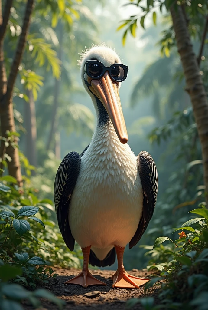((, )), rio movie, jungle landscape, nigel a male white cockatoo avian, white feathers, ((anthro)), big size human body, furry, feathered arms, thick body, ((exposing big tapering penis, )), standing, brown eyes, bedroom eyes, , realistic, digitigrade legs, detailed eyes