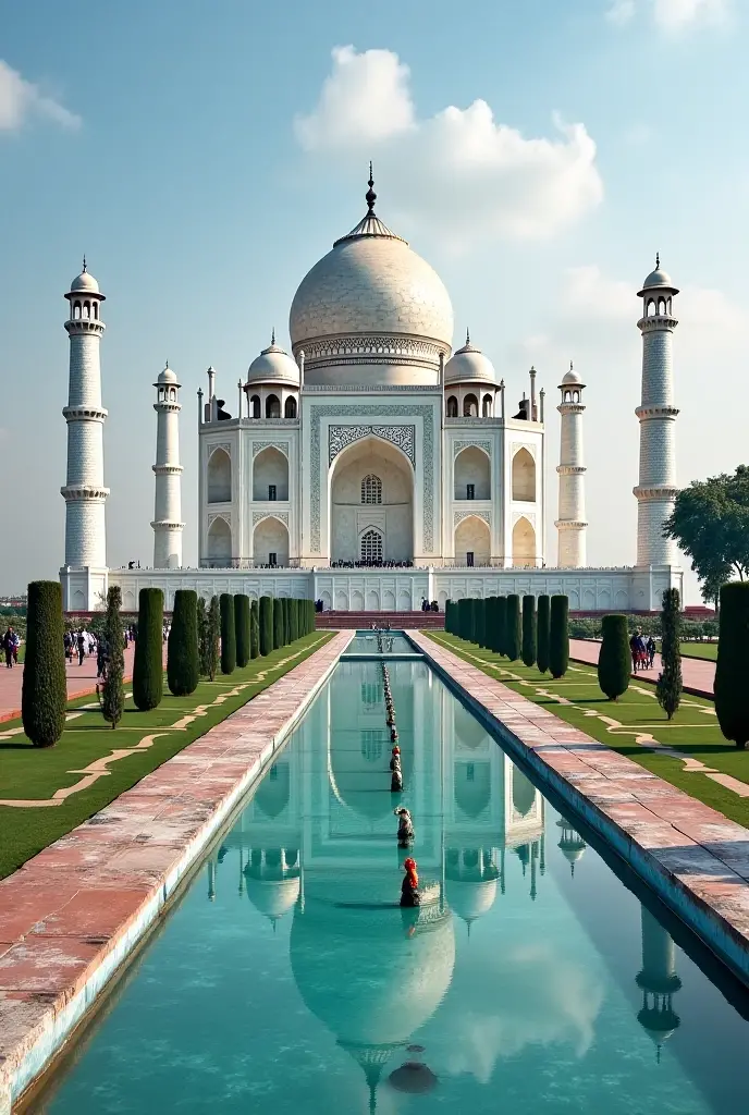 arafed view of a white building with a reflection in a pool, taj mahal, india, travel, scenic full shot, indigo, mesmerising, incredibly beautiful, symmetry!!, luxury, taj mahal made of cheese, symmetry!, istock, -, symmetry!! full shot!!, year 1506, shutterstock, perfect symmetry, -640