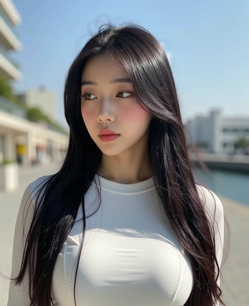 um close up de uma mulher com longos cabelos pretos posando para uma foto, angelawhite, asian features, an Asian woman, Asian girl, basia tran |, Asian face, asian female, 18 anos, Xision Wu, foto de perfil, Beautiful Asian girl, a young asian woman, Asian women, Asian girl with long hair, thicc, Asian woman