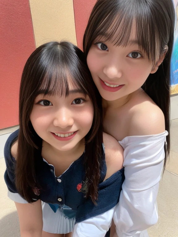 full shot, 14 years old Japanese idol, bangs, naked, smaller face, smile, looking at viewer, in bedroom, (night:1.8)