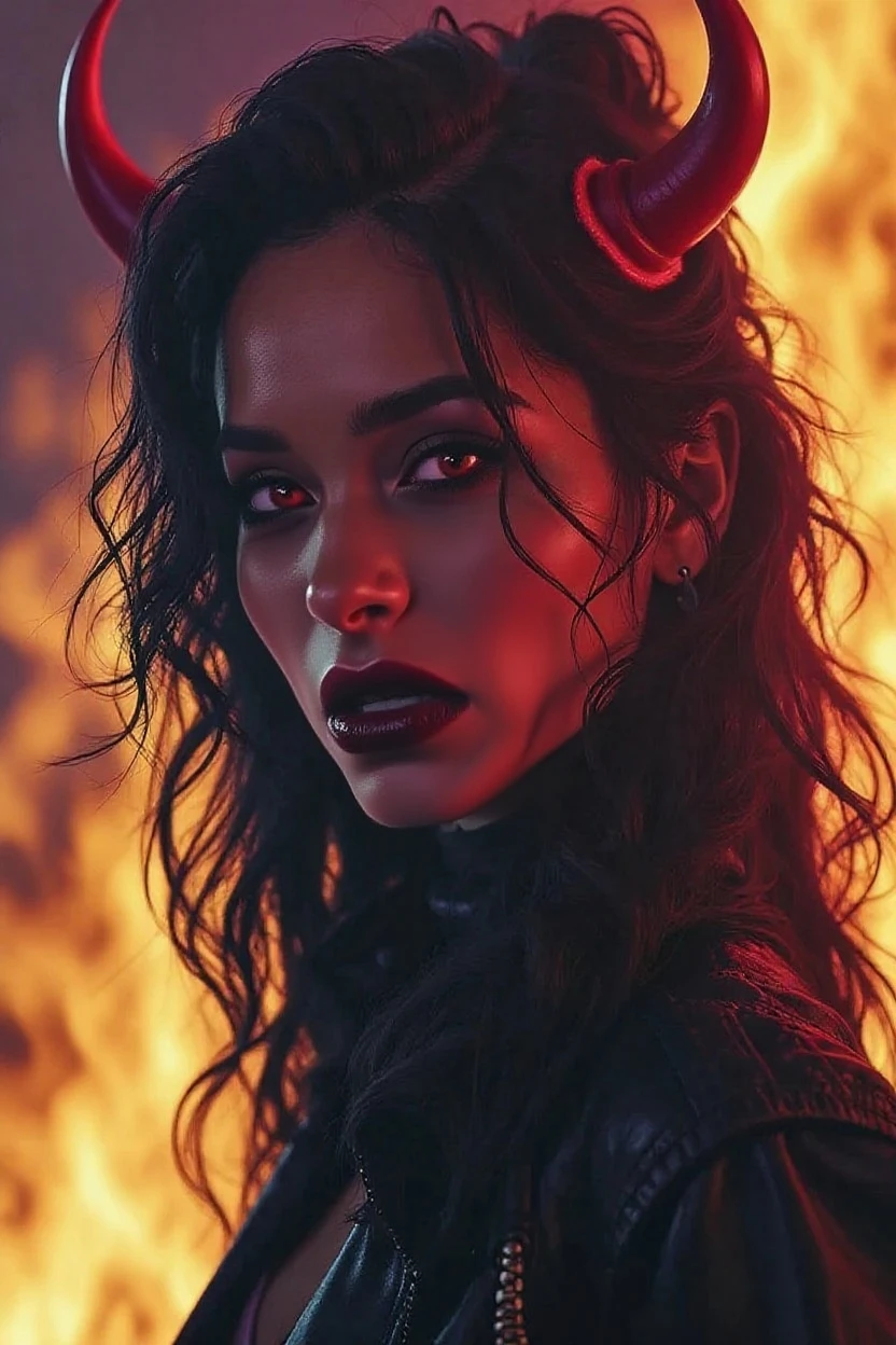 1 mulher diabinha, succubus, vampira sedutora, with small horns on the head, pele vermelha sedosa, seios fartos, fleshy lips, olhos com brilho flamejantes, cabelos curtos, obra-prima, melhor qualidade, ultradetalhada, solo, ao ar livre tirando selfie no Inferno, ao lado de um lago de fogo e lava borbulhante ao fundo (background profundidade de campo acentuada), alegre, sorrindo, feliz, roupa leve, camisa top preta decotada, mini-saia vermelha quadriculada, contraste, Burning red sky, white and black smoke, vapor vermelho dos lados, estilo, (matiz quente, tom quente): 1.2), close-up, cinematiclight, side-lighting, Ultra high resolution, melhor sombra, RAW, parte superior do corpo.