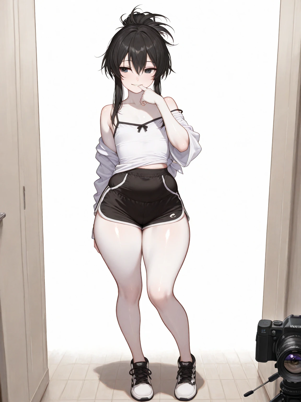 (A superb exquisite yuki nagato), (yuki nagato:1.5), brown eyes, brown hair, natural straight hair, solo, nature, extremely delicate, straight facial features, peerless beautiful girl, soft, (sensual face), ((ecchi face)), dreamy quality, exaggerated facial features, solid color, frank holly, delicate face, bright lips, slender waist, soft curves, super fine, 4k, natural moving, Ultra high resolution, (masterpiece:1.2, best quality), (finely detailed beautiful eyes: 1.2), (beautiful detailed face), sexy nude model, sexy pose, (medium chest), (Perfect Body Proportions), (bedroom), Mekosuji, Spread your legs a little and show off your crotch, bra & panties,