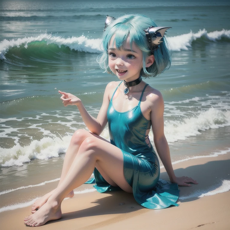 Indoor swimming pool on the 180th floor of the gate of Shanghai Tower,Sports Center,There were five little girls wearing openwork translucent stockings,Pouting and smiling,is shy,Pout,Pink, gold, White, Blue, Five colors, Two-tailed hair and cyan eyes,Anime little girl in servant costume
