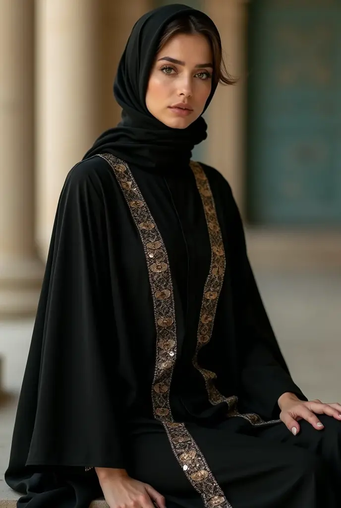 best quality,masterpiece,(Abaya uniform:1.4) ,young teen face,Rose hair accessories, earrings, eyeshadow,redlip,blush,pink skin,ponytail,open mouth,upper body,indoors ,(imogen poots), <lora:Imogen Poots V1:1>,looking at viewer,