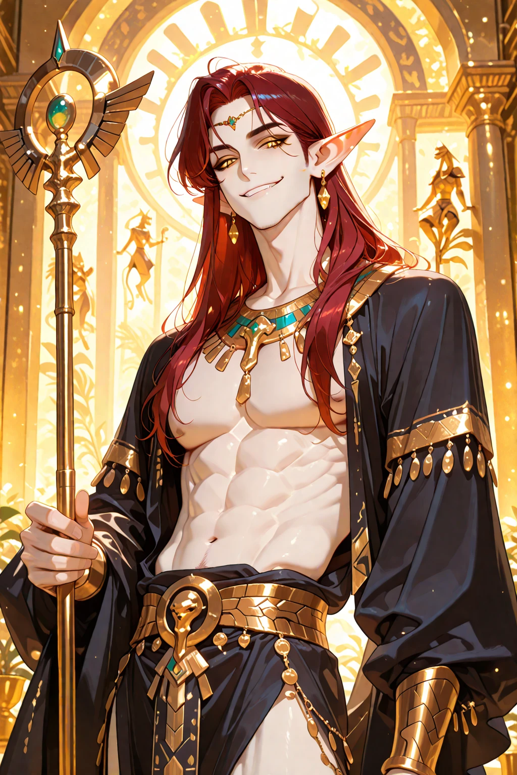 Anime girl sitting on a throne drinking wine, the greek god of wine, Rias Gremory, red-haired goddess, Trending on ArtStation pixiv, an exhausted deity, Dionysus, Top Rated on pixiv, attractive male deity, male centaur centaur chimera, redhead queen in heavy red armor, a beautiful succubus