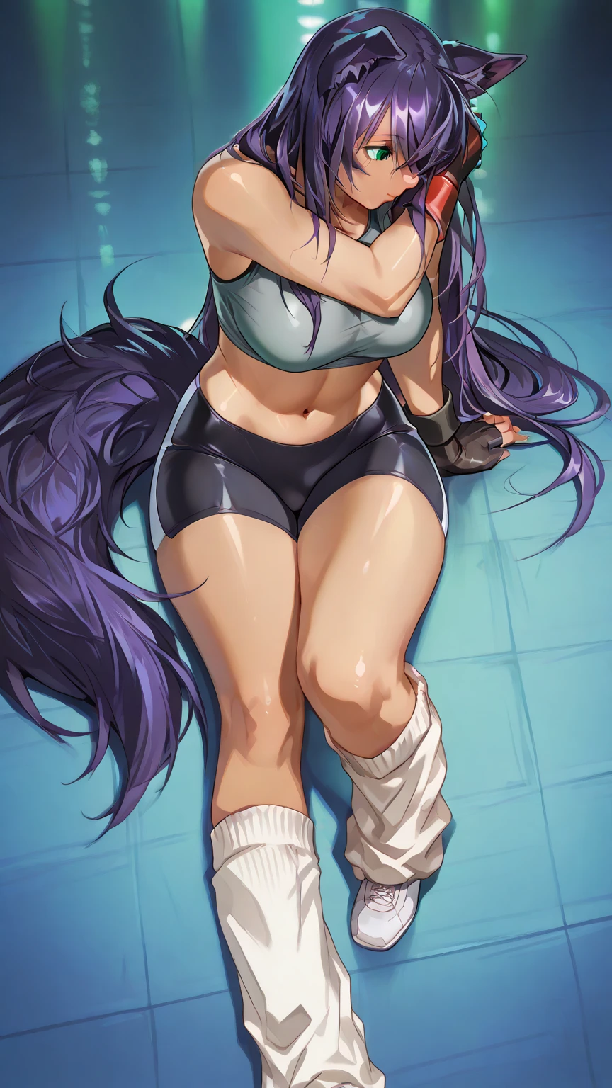 Athena,Purple one-way slightly messy long hair,Purple Eyes,Purple jumpsuit,But the one-piece dress is very sexy and revealing,barefoot,A black hole in the universe,Purple and black black hole