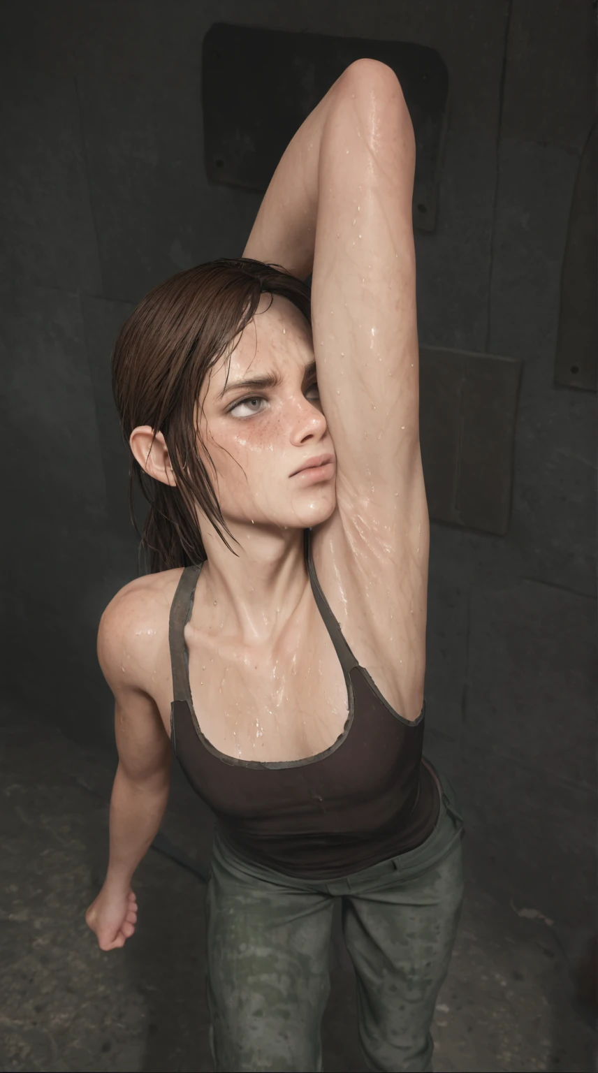 ultra realistic cg, picture-perfect face, flawless, masterpiece, professional artwork, famous artwork, dark lighting, cinematic bloom, perfect face, beautiful face, beautiful eyes, 1girl  , , rude, , erotic, angry look, looking at viewer, ((biting lips)), lip bite, , bare shoulder, solo, standing, sexy pose, busty, wearing black lingerie, sharp jaw, (((hollow cheeks))), ((very thin waist)), ((very slim waist))athletic, , (redhead), ((freckles)), pool, daytime, wet, sunny, NSFW, Nude, naked, exposed breasts, exposed vagina, NSFW, Nude, naked, exposed breasts, exposed vagina,  breasts