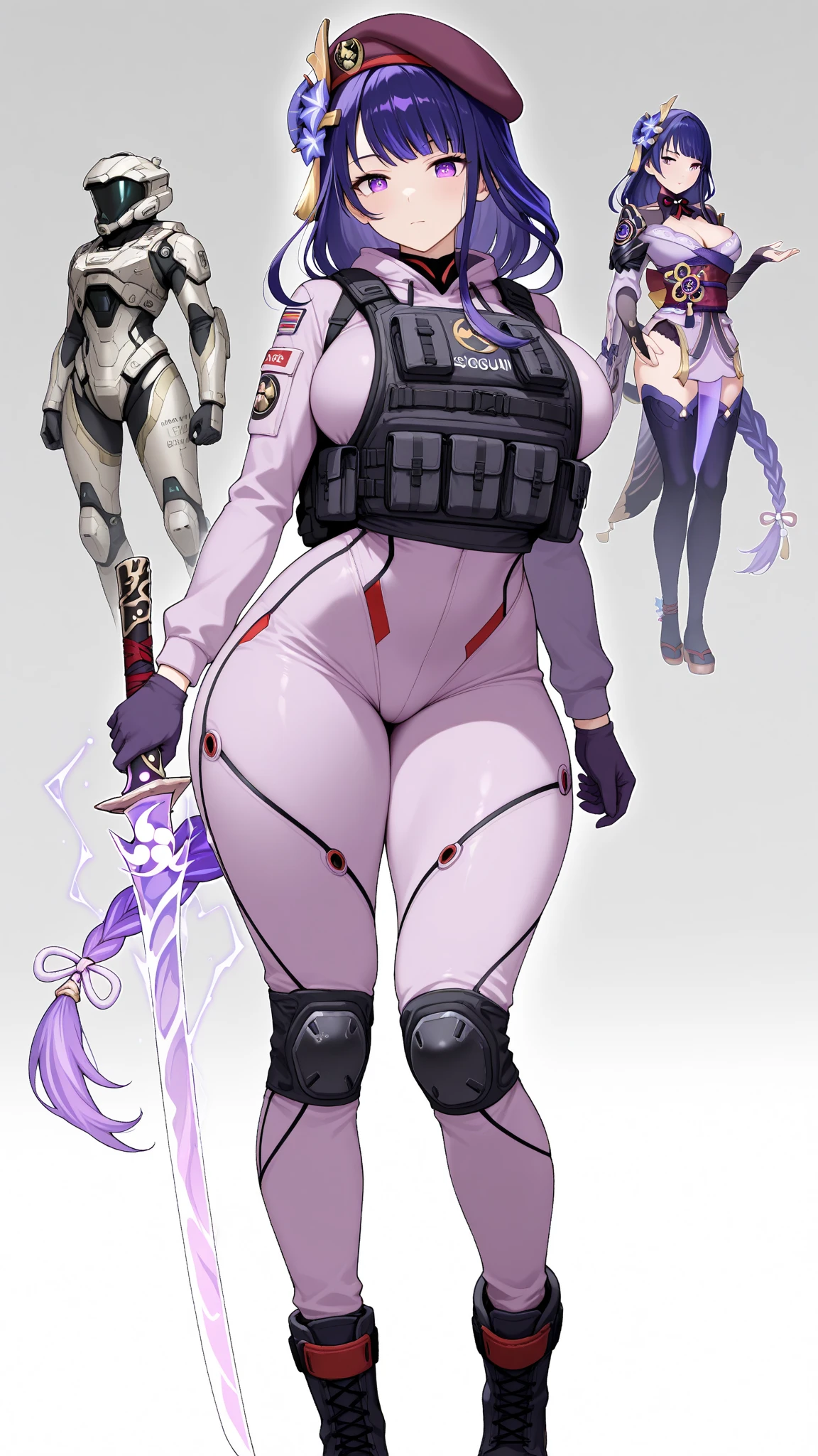 best quality, absurdres, 2girls, (ultra high res), faceless, wide hips, narrow waist, covered nipples, (double v sign), ((breasts press)), peace sign, (robot feet, joint feet), octane render, large breasts, mechanical bodysuit, cyber helmet, orange suit, orange helmet, neon light, (Masterpiece), (cinematic lighting), (simple gray background), ((fullbody view))